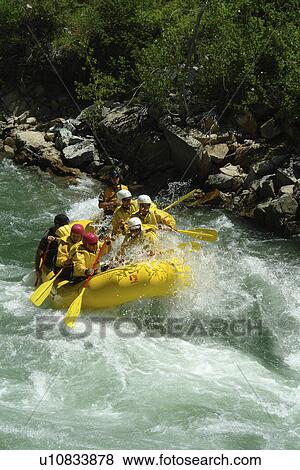 Stock Photo -  Lowman, ID, Idaho, Boise National Forest, Ponderosa Pine Scenic Byway, Sawtooth Range, South Fork Payette River, whitewater rafting. Fotosearch