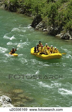 Stock Photo -  Lowman, ID, Idaho, Boise National Forest, Ponderosa Pine Scenic Byway, Sawtooth Range, South Fork Payette River, whitewater rafting, kayaking. Fotosearch