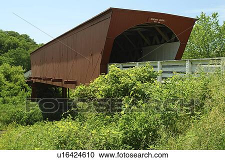Stock Image -  Madison County, IA, Iowa, Covered Bridges of Madison County, Roseman Bridge. Fotosearch