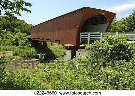 Stock Image -  Madison County, IA, Iowa, Covered Bridges of Madison County, Roseman Bridge. Fotosearch