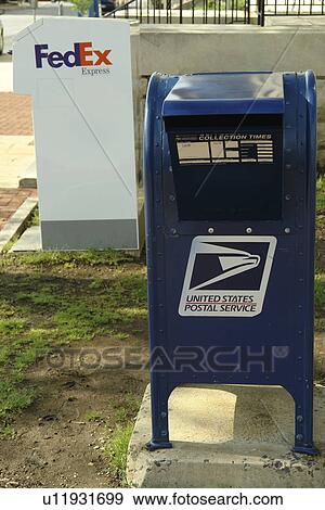 mailbox, Postal drop box, United States Postal Service, FedEx drop box, Federal Express View Large Photo Image Stock Photo - mailbox, Postal drop box, United States Postal Service, FedEx drop box, Federal Express. Fotosearch