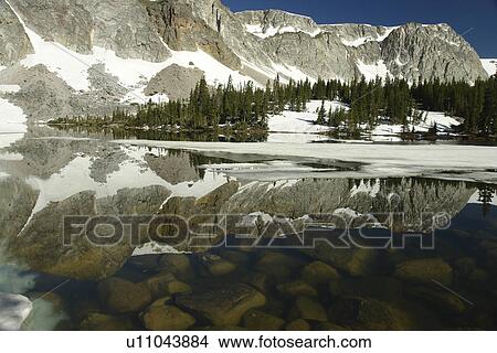 Picture -  Medicine Bow National Forest, WY, Wyoming, Snowy Range Scenic Byway, Alpine Lake, Lake Marie. Fotosearch