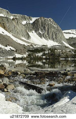 Stock Photo -  Medicine Bow National Forest, WY, Wyoming, Snowy Range Scenic Byway, Alpine Lake, Lake Marie. Fotosearch