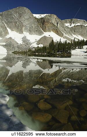 Stock Photography -  Medicine Bow National Forest, WY, Wyoming, Snowy Range Scenic Byway, Alpine Lake, Lake Marie. Fotosearch
