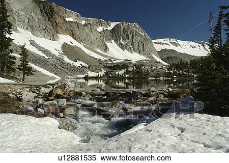 Stock Photography -  Medicine Bow National Forest, WY, Wyoming, Snowy Range Scenic Byway, Alpine Lake, Lake Marie. Fotosearch