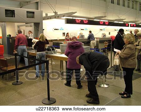 Stock Image -  Minneapolis, MN, Minnesota, Minneapolis International Airport, airport terminal, hub, security check. Fotosearch