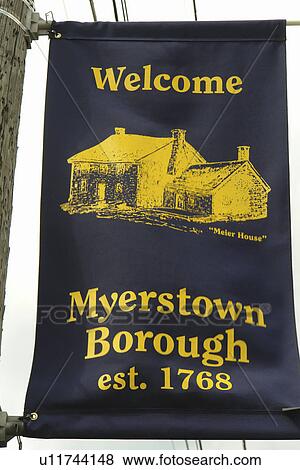 Stock Photo -  Myerstown, PA, Pennsylvania, Lebanon County, Welcome Myerstown Borough est. 1768. Fotosearch