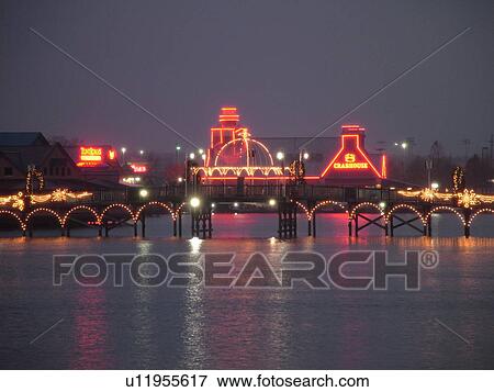 Stock Photo -  Myrtle Beach, SC, South Carolina, The Grand Strand, Broadway at the Beach, evening. Fotosearch