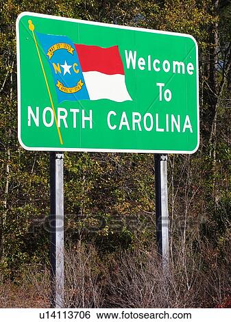 NC, North Carolina, Welcome to North Carolina highway sign, View Large Photo Image Stock Photograph - NC, North Carolina, Welcome to North Carolina highway sign, . Fotosearch