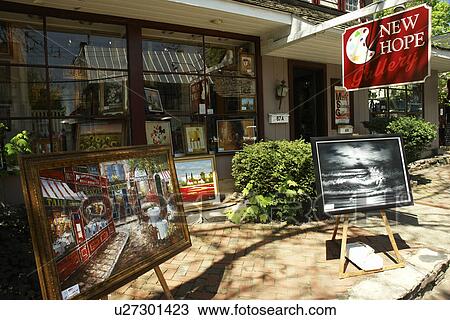 Stock Image -  New Hope, PA, Pennsylvania, Bucks County, Historic Downtown, Gallery. Fotosearch