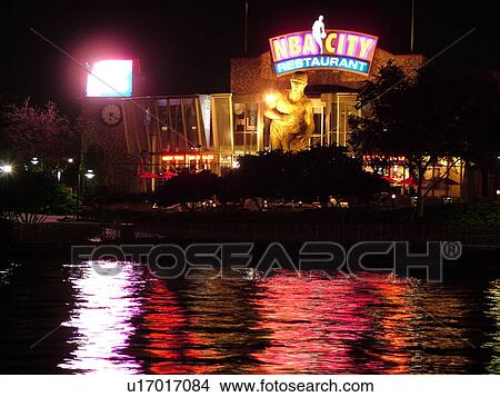 Orlando, FL, Florida, Universal Orlando Resort, Universal City Walk, NBA City Restaurant, evening View Large Photo Image Picture - Orlando, FL, Florida, Universal Orlando Resort, Universal City Walk, NBA City Restaurant, evening. Fotosearch