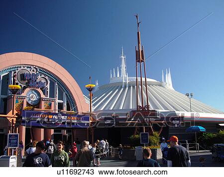 Stock Image -  Orlando, FL, Florida, Walt Disney World Resort, Magic Kingdom Park, Tomorrowland, Space Mountain (Editorial Use Only). Fotosearch