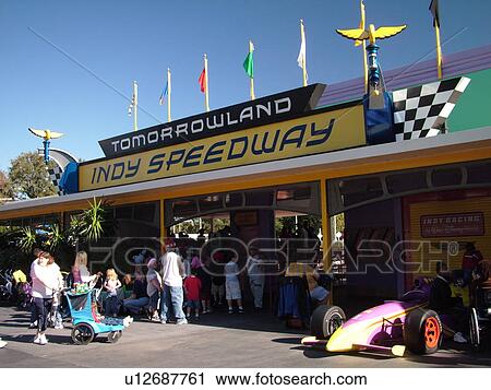 Stock Image -  Orlando, FL, Florida, Walt Disney World Resort, Magic Kingdom Park, Tomorrowland, Tomorrowland Indy Speedway (Editorial Use Only). Fotosearch