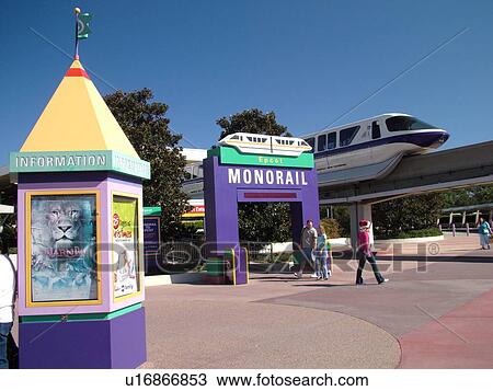 Stock Image -  Orlando, FL, Florida, Walt Disney World Resort, Magic Kingdom Park, Monorail (Editorial Use Only). Fotosearch
