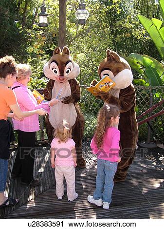 Orlando, FL, Florida, Walt Disney World Resort, Magic Kingdom Park, Adventureland, Chip & Dale, chipmunks, signing autographs for kids (Editorial Use Only) View Large Photo Image Stock Image - Orlando, FL, Florida, Walt Disney World Resort, Magic Kingdom Park, Adventureland, Chip & Dale, chipmunks, signing autographs for kids (Editorial Use Only). Fotosearch