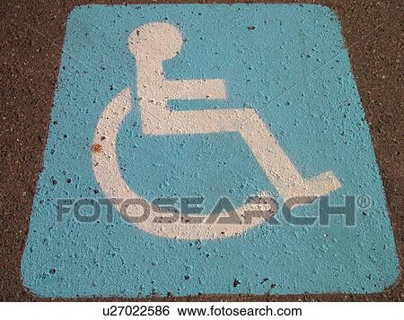 Stock Photograph -  painted parking space, Reserved Parking for Handicapped, parking lot, . Fotosearch