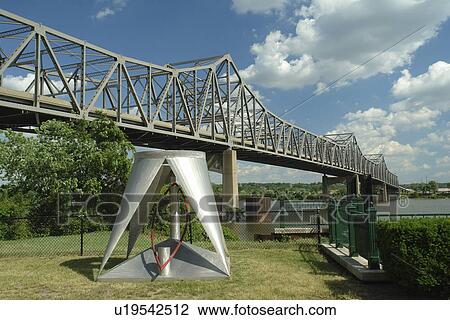 Stock Image -  Peoria, IL, Illinois, Illinois River, Riverfront, Murray Baker Bridge. Fotosearch