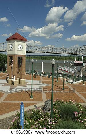 Stock Photo -  Peoria, IL, Illinois, Illinois River, Riverfront park. Fotosearch