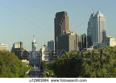 Philadelphia, PA, Pennsylvania, Downtown Skyline from the Philadelphia Museum of Art View Large Photo Image Picture - Philadelphia, PA, Pennsylvania, Downtown Skyline from the Philadelphia Museum of Art. Fotosearch