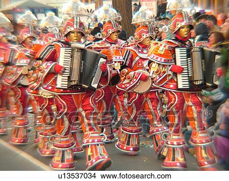 Picture -  Philadelphia, PA, Pennsylvania, downtown, New Years Day, Philadelphia Annual Mummer's Day Parade, 2006, String Bands, accordians, blur. Fotosearch