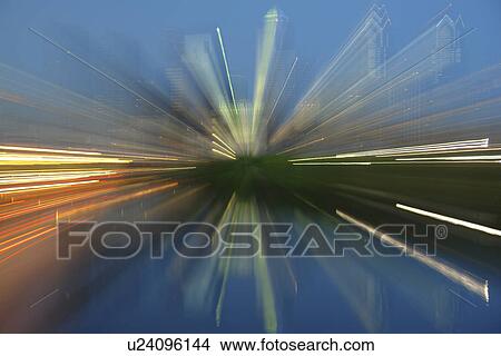 Picture -  Philadelphia, PA, Pennsylvania, Schuylkill River, Downtown Skyline, I-76, evening, reflection, expressway. Fotosearch