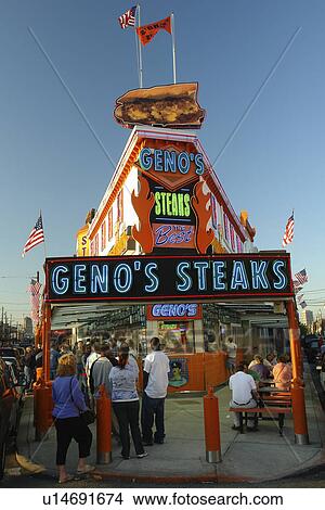 Philadelphia, PA, Pennsylvania, South Philly, Geno's Steaks, the best cheese steaks View Large Photo Image Picture - Philadelphia, PA, Pennsylvania, South Philly, Geno's Steaks, the best cheese steaks. Fotosearch