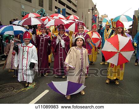 Stock Image -  Philadelphia, PA, Pennsylvania, downtown, New Years Day, Philadelphia Annual Mummer's Day Parade, 2006, Comic Division. Fotosearch