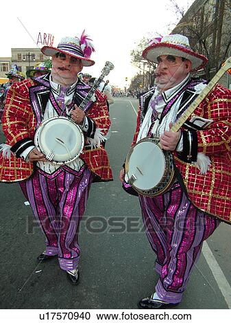 Stock Image -  Philadelphia, PA, Pennsylvania, downtown, New Years Day, Philadelphia Annual Mummer's Day Parade, 2006, String Bands. Fotosearch