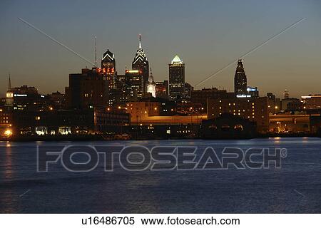 Philadelphia, PA, Pennsylvania, Delaware River, Downtown Skyline, evening View Large Photo Image Stock Photography - Philadelphia, PA, Pennsylvania, Delaware River, Downtown Skyline, evening. Fotosearch