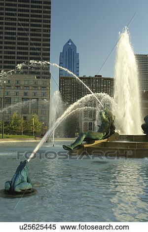 Stock Photography -  Philadelphia, PA, Pennsylvania, Downtown Skyline, Logan Circle, fountain. Fotosearch