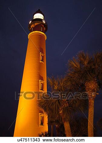 Stock Image -  Ponce Inlet, Daytona Beach, FL, Florida, Atlantic Ocean, Ponce De Leon Inlet Light Station, lighthouse, evening. Fotosearch
