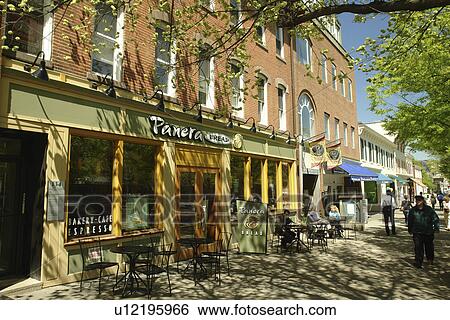 Stock Photograph -  Princeton, NJ, New Jersey, Nassau Street, Downtown Princeton, Panera Bread. Fotosearch