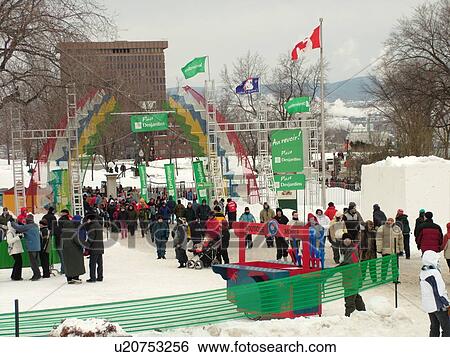 Stock Photograph -  Quebec City, Quebec, Canada, Place Desjardins, Winter Carnival 2006, snow. Fotosearch