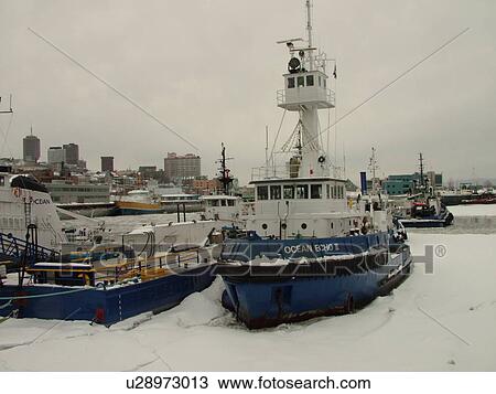 Quebec City, Quebec, Canada, Saint Lawrence River, Fleuve St-Laurent, Vieux Port, tug boats, winter, ice View Large Photo Image Stock Image - Quebec City, Quebec, Canada, Saint Lawrence River, Fleuve St-Laurent, Vieux Port, tug boats, winter, ice. Fotosearch