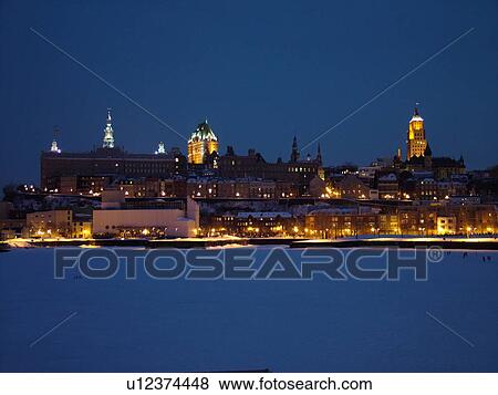 Quebec City, Quebec, Canada, Vieux Port (Old Port), St. Lawrence River (Fleuve Saint-Laurent), downtown, skyline, evening View Large Photo Image Stock Photo - Quebec City, Quebec, Canada, Vieux Port (Old Port), St. Lawrence River (Fleuve Saint-Laurent), downtown, skyline, evening. Fotosearch