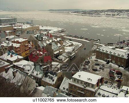 Quebec City, Quebec, Canada, View of Vieux Port (Old Port) on the St. Lawrence River (Fleuve Saint-Laurent), Place Royale, winter, ice, snow, frozen View Large Photo Image Stock Photography - Quebec City, Quebec, Canada, View of Vieux Port (Old Port) on the St. Lawrence River (Fleuve Saint-Laurent), Place Royale, winter, ice, snow, frozen. Fotosearch