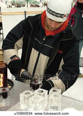 Picture -  Quebec City, Quebec, Canada, Winter Carnival 2006, Place Desjardens, serving Caribou. Fotosearch