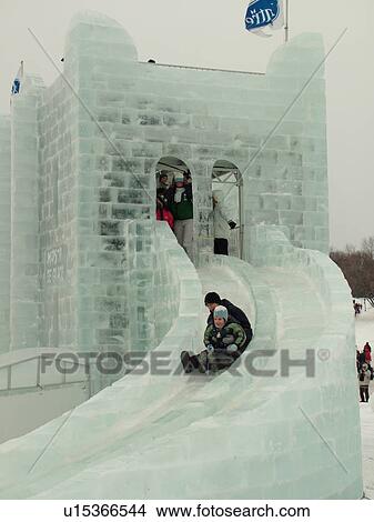 Quebec City, Quebec, Canada, Winter Carnival 2006, Maison de Glace, Ice House, slide, snow View Large Photo Image Picture - Quebec City, Quebec, Canada, Winter Carnival 2006, Maison de Glace, Ice House, slide, snow. Fotosearch