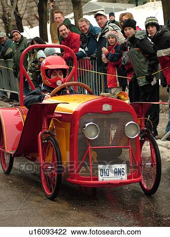 Stock Image -  Quebec City, Quebec, Canada, Winter Carnival 2006, Go-Kart Races. Fotosearch