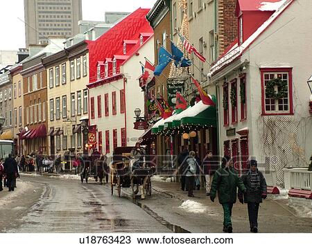 Quebec City, Quebec, Canada, Winter Carnival 2006, Rue St. Louis, horse drawn carriages, historic district View Large Photo Image Stock Image - Quebec City, Quebec, Canada, Winter Carnival 2006, Rue St. Louis, horse drawn carriages, historic district. Fotosearch