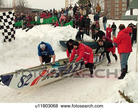 Quebec City, Quebec, Canada, Winter Carnival 2006, Place Desjardins, Canoe Race, snow View Large Photo Image Stock Photo - Quebec City, Quebec, Canada, Winter Carnival 2006, Place Desjardins, Canoe Race, snow. Fotosearch
