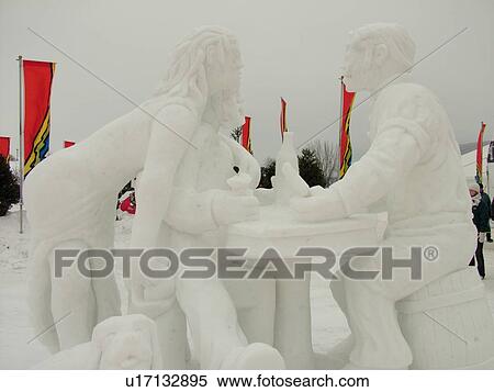 Stock Photography -  Quebec City, Quebec, Canada, Winter Carnival 2006, Snow Sculpture. Fotosearch