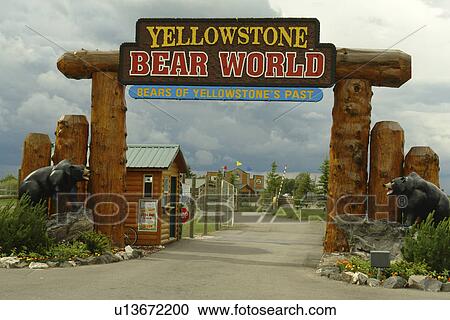 Rexburg, ID, Idaho, Yellowstone Bear World, wooden entrance sign View Large Photo Image Stock Image - Rexburg, ID, Idaho, Yellowstone Bear World, wooden entrance sign. Fotosearch