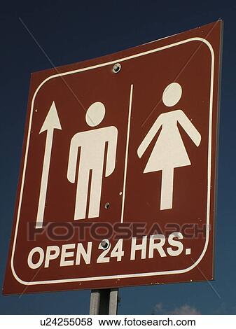 road signs, Public restrooms, open 24 hours, Rest Area View Large Photo Image Stock Photo - road signs, Public restrooms, open 24 hours, Rest Area. Fotosearch
