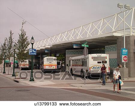 Stock Image -  Sarasota, FL, Florida, bus terminal, Sarasota County Area Transit. Fotosearch