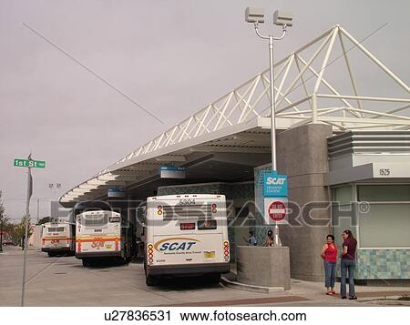 Stock Image -  Sarasota, FL, Florida, bus terminal, Sarasota County Area Transit. Fotosearch