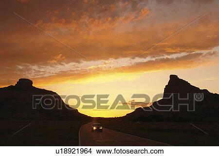 Picture -  Scotts Bluff National Monument, NE, Nebraska, sunset. Fotosearch
