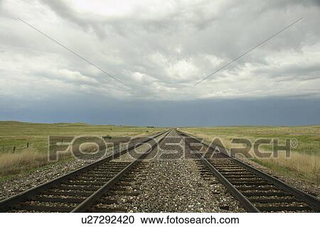 Stock Image -  Sheridan County, NE, Nebraska, Rt. 2. train track, railway, railroad. Fotosearch