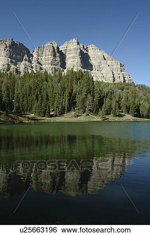 Stock Photograph -  Shoshone National Forest, WY, Wyoming, Togwatee Pass, Continental Divide, Wind River Lake. Fotosearch