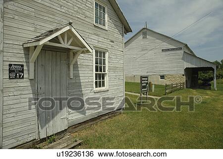 Stock Photograph -  South Amana, IA, Iowa, Amana Colonies, The Barn Museum, Mini Americana, Agricultural Museum. Fotosearch